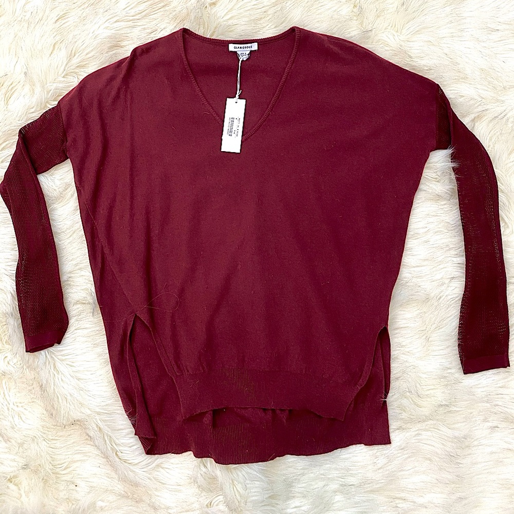 Nasty gal oversized/slouchy-fit burgundy sweater